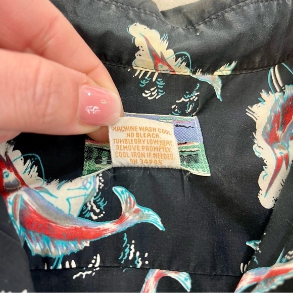 Reyn Spooner Shirt Mens Large Button Down Cotton Multi Color Marlin Fish Print - Picture 6 of 9